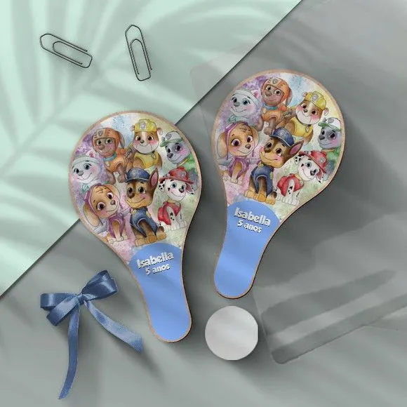 Raquete Ping Pong - Patrulha Canina Personalizada - feito à mão por Mi Papelaria Criativa