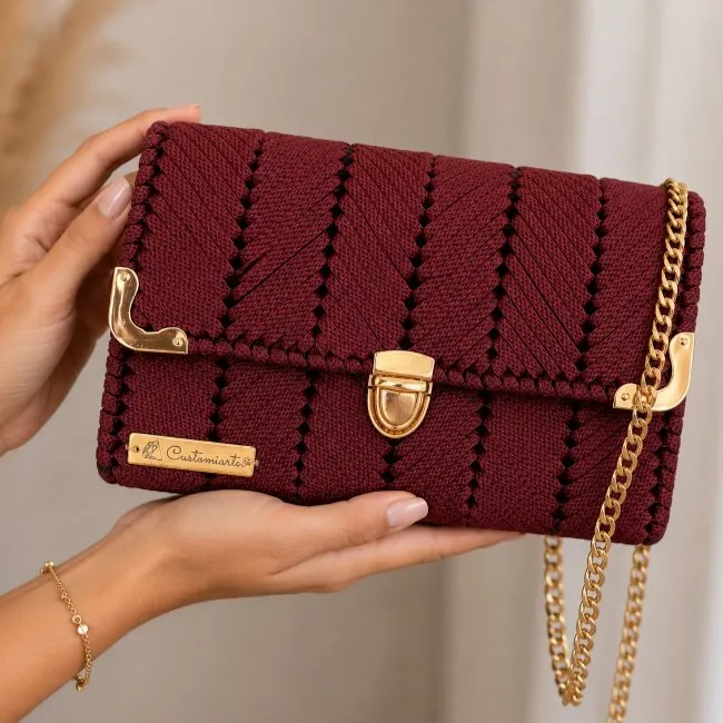 Bolsa Artesanal na tela Bordô
