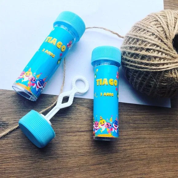 Bolinha de Sabão Baby Shark Personalizado - artesanato feito à mão por Mi Papelaria Criativa