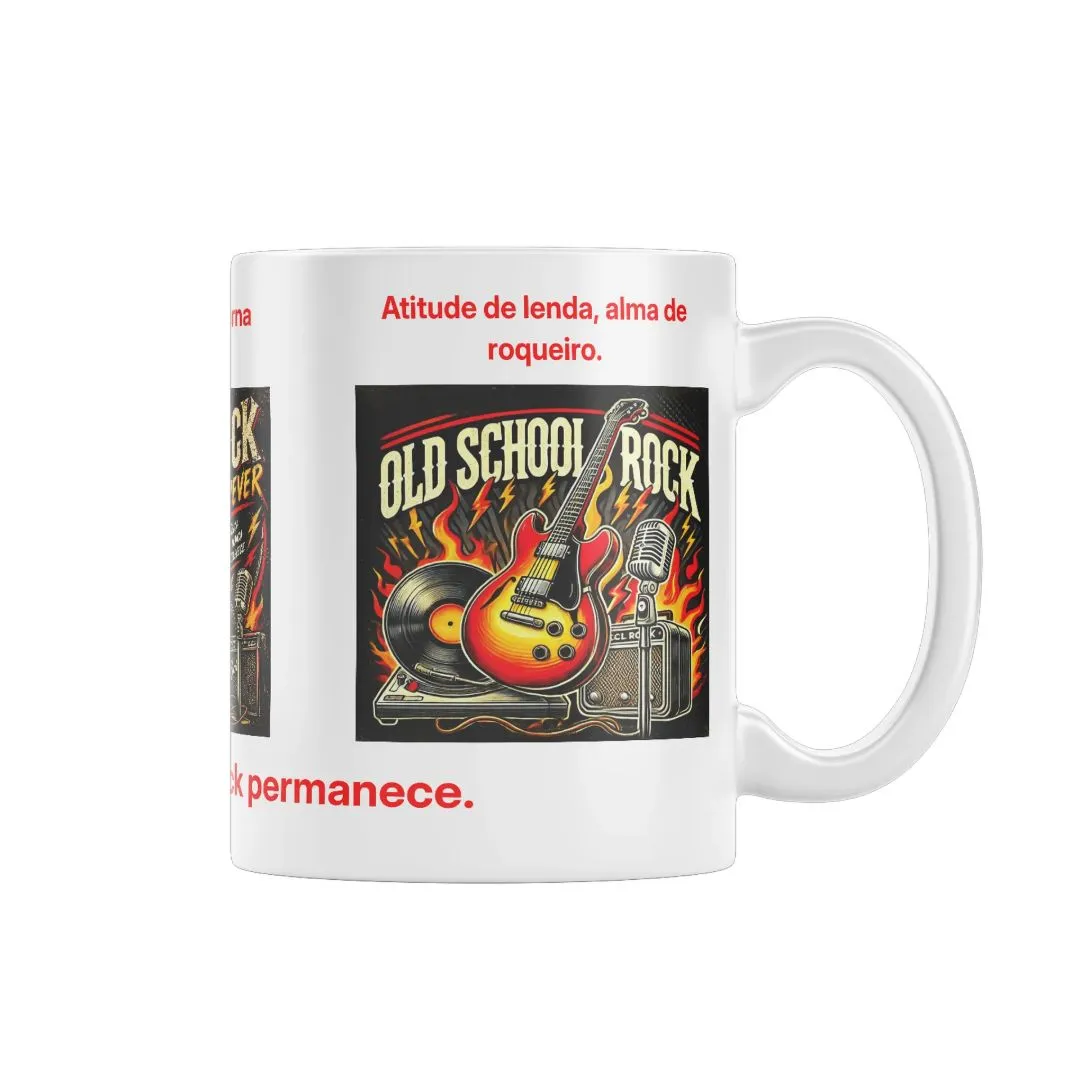 Caneca Rock Forever Guitarra e Vinil Vintage 325ml