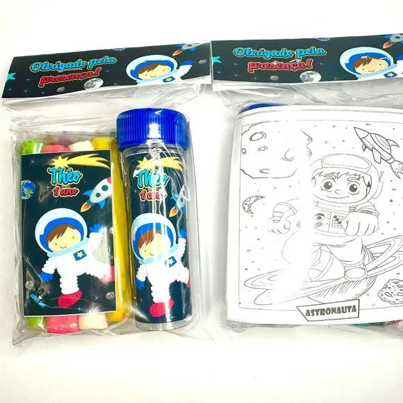 Kit Massinha + Giz + Bolha Astronauta Personalizado - foto 2