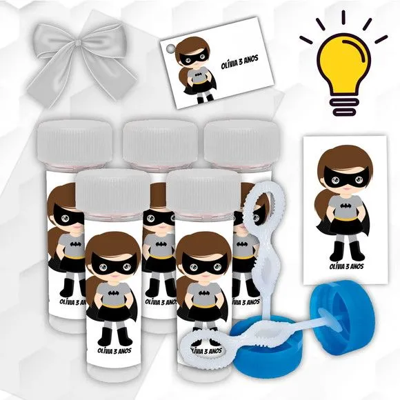 Bolinha de Sabão Batgirls Personalizada - artesanato feito à mão por Mi Papelaria Criativa