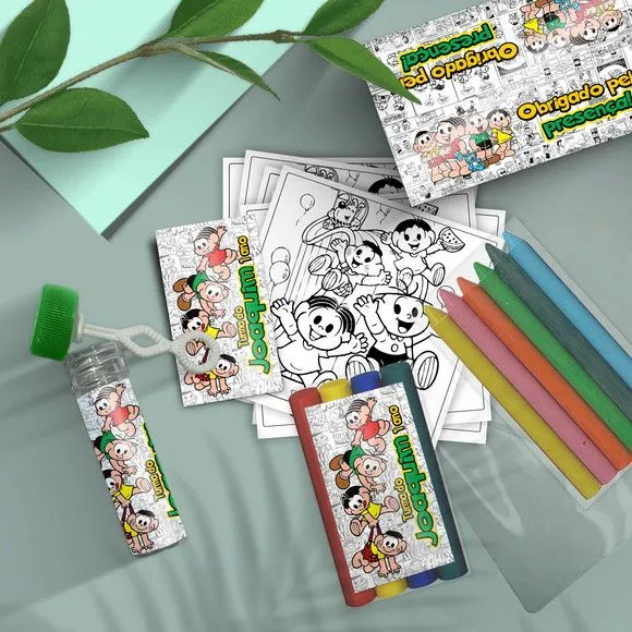 Kit Massinha + Giz + Bolha - Turma da Monica Personalizado - artesanato feito à mão por Mi Papelaria Criativa
