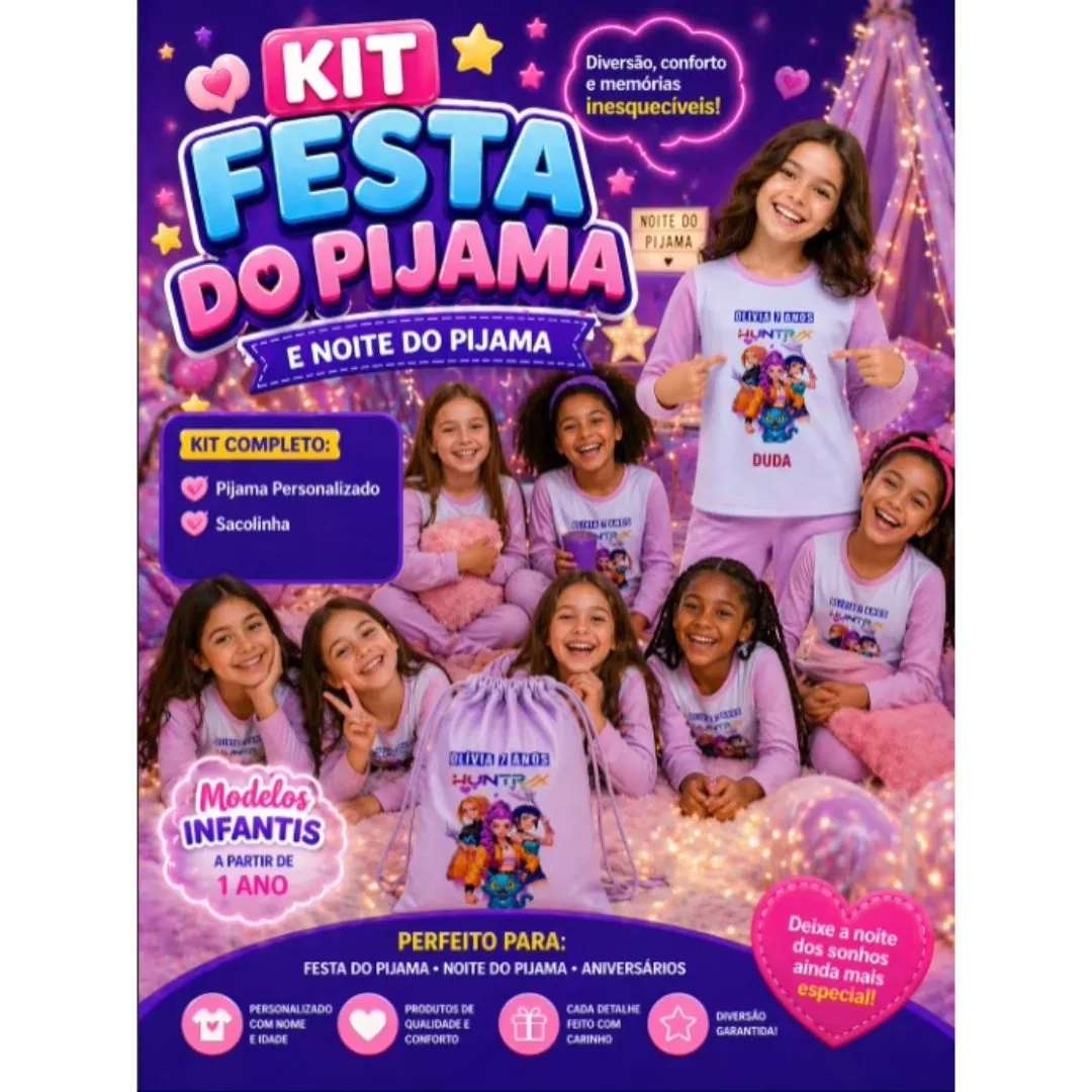 pijamas kit festa do pijama/noite do pijama/modelo longo,frio,inverno/personalizado - foto 5
