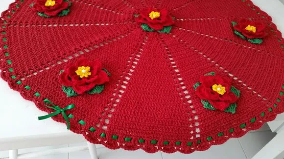 Toalha de Mesa Crochê Estrela do Natal 88 cm - foto 2
