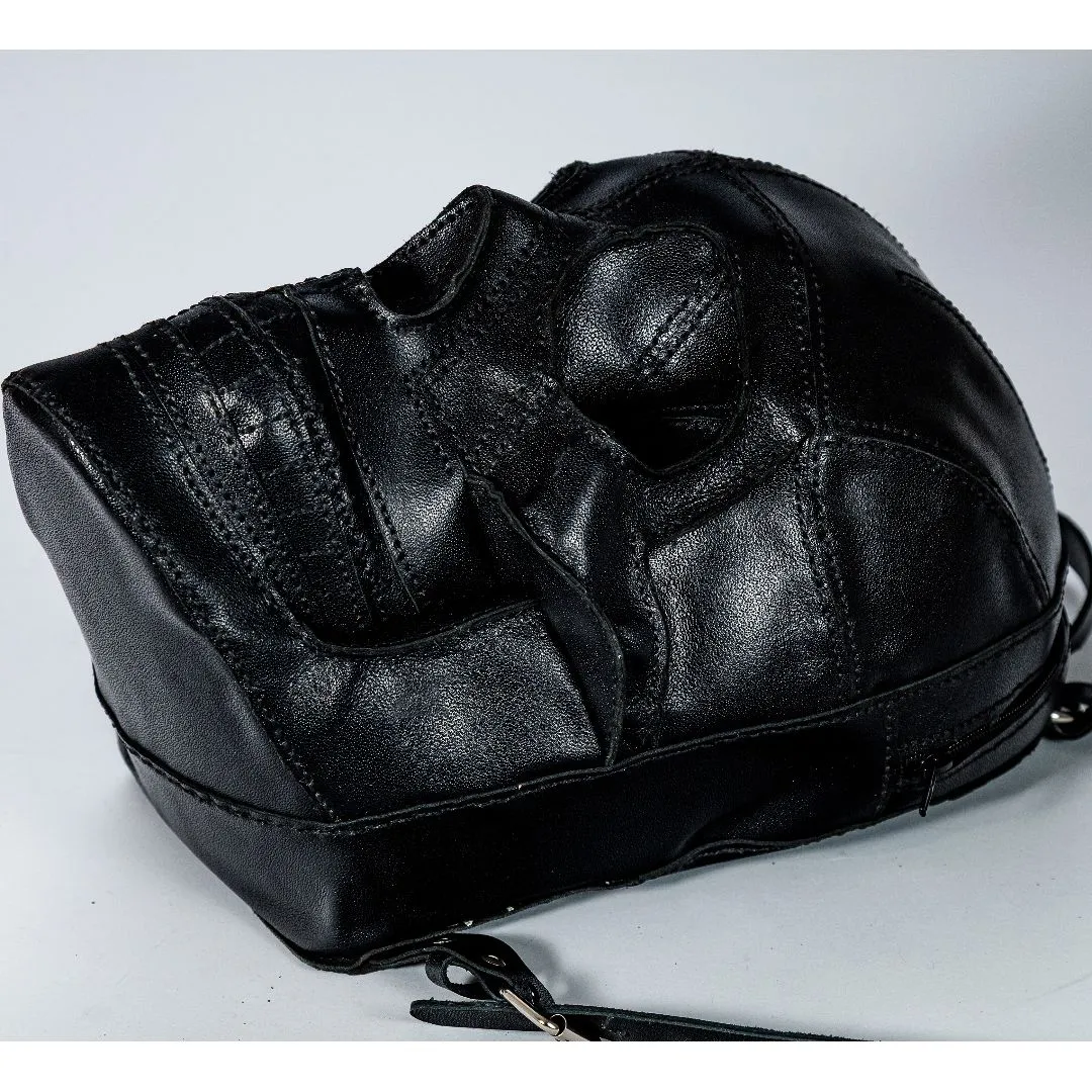 Mochila de couro natural - Caveira negra Pequena - foto 6