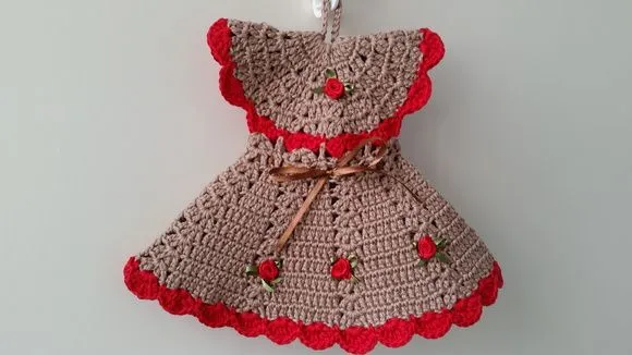 Pegador de Panelas Vestido Duna/tomate (20 cm x 15 cm ) - foto 2