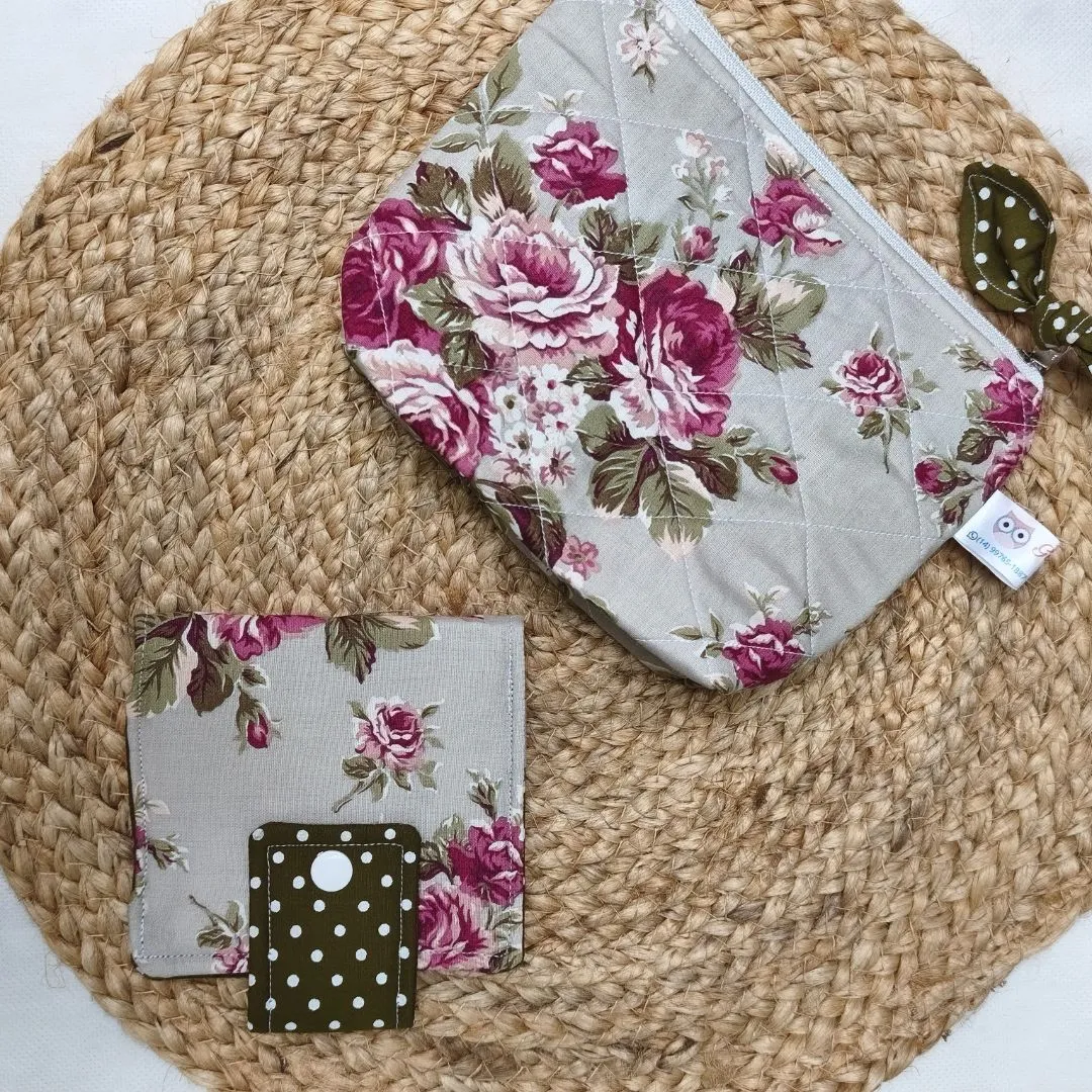 Kit Organizador de Bolsa Artesanal Necessaire + Porta Absorvente