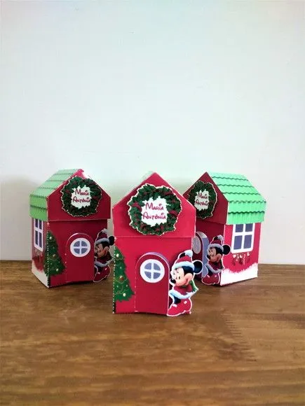 Caixa Casinha Minnie Natal - artesanato de Fina Essência Papelaria Personalizada