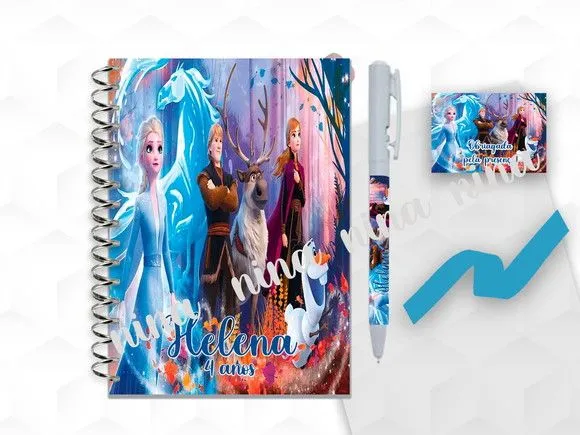 Bloquinho Grande com Caneta Frozen Personalizada - artesanato feito à mão por creativitybynina