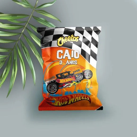 Salgadinho - Hotwheels Personalizado - feito à mão por Mi Papelaria Criativa