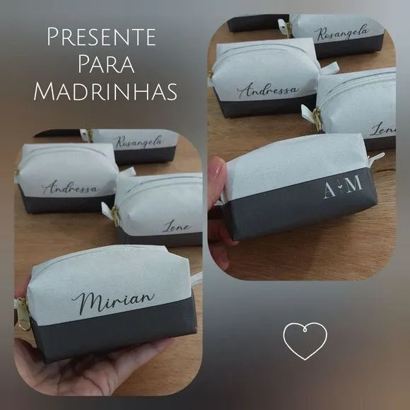 Necessaire Mini Box - Branco e Verde Musgo - artesanato feito à mão por Innovare Studio