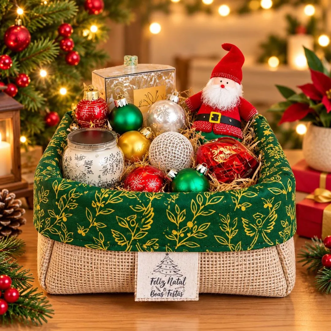 Cesta de Natal e Ocasiões - Juta e Tecido - Lembrancinha e Brinde - foto 5