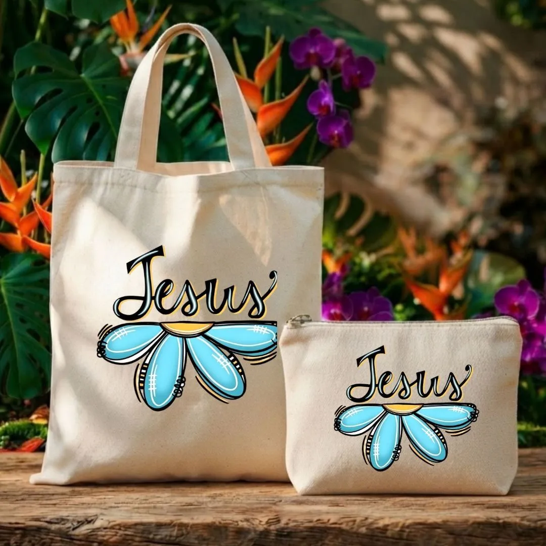 Kit Ecobag Necessaire E Chaveiro Presente Feminino Criativo Jesus - artesanato de Limão e Amora Festas