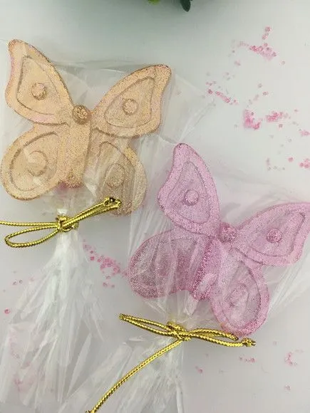 Borboleta Glitter - feito à mão por Lollipops Cristal
