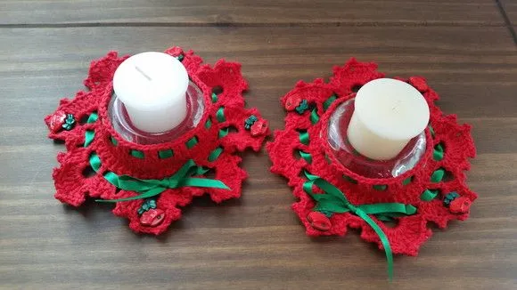Conjunto de Porta Velas Natalina - Vermelha - foto 4