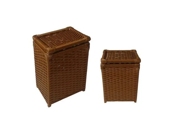 Kit C 2 Cestos Roupa Sintét. Avelã 30x30x45 e 35x35x55 - artesanato de Mundo Urbano