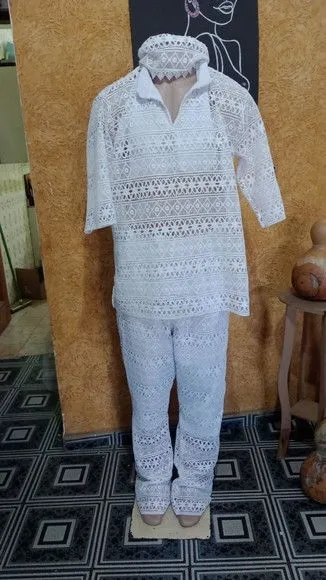 Conjunto Masculino em Guipir - artesanato feito à mão por Ateliê Ofatemi