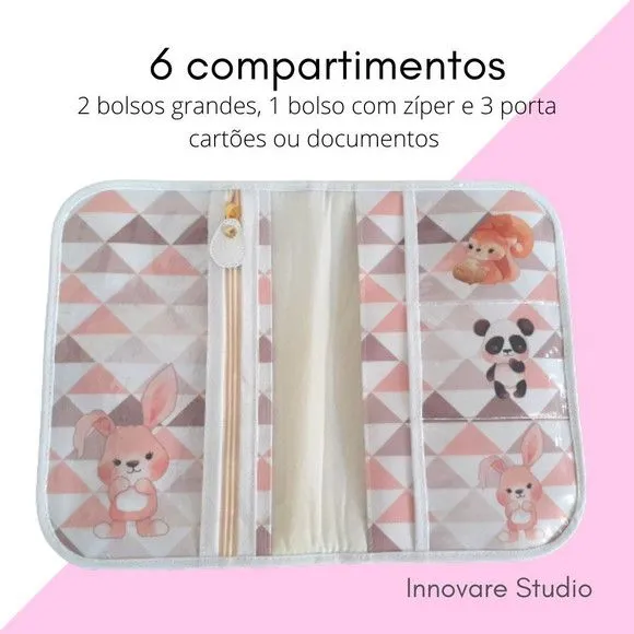 PORTA DOCUMENTOS INFANTIL - ANIMAIS - artesanato feito à mão por Innovare Studio