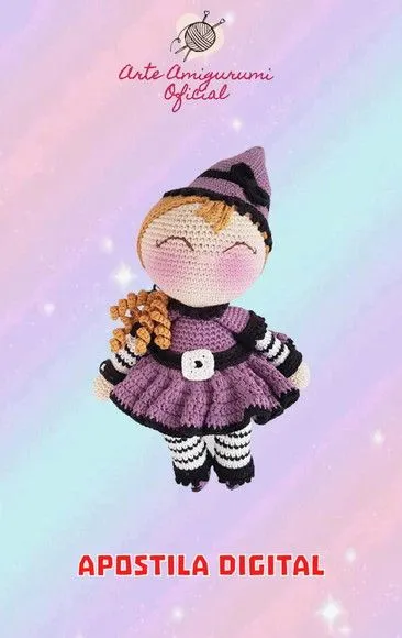 Receita Bruxa Estela Amigurumi - artesanato feito à mão por Arte Amigurumi Oficial