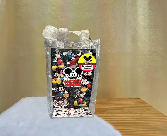 Sacola Transparente Mickey Personalizado - artesanato de Artmanha Lembrancinhas