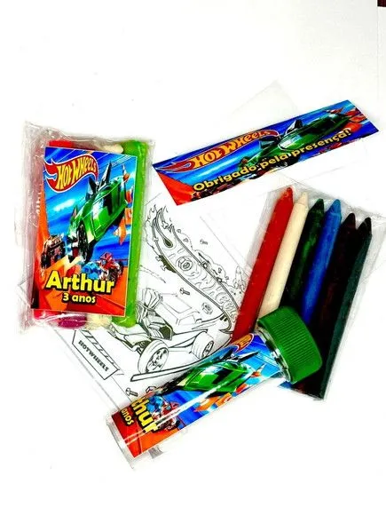 Kit Massinha + Giz + Bolha Hotwheels Personalizado - artesanato feito à mão por Mi Papelaria Criativa