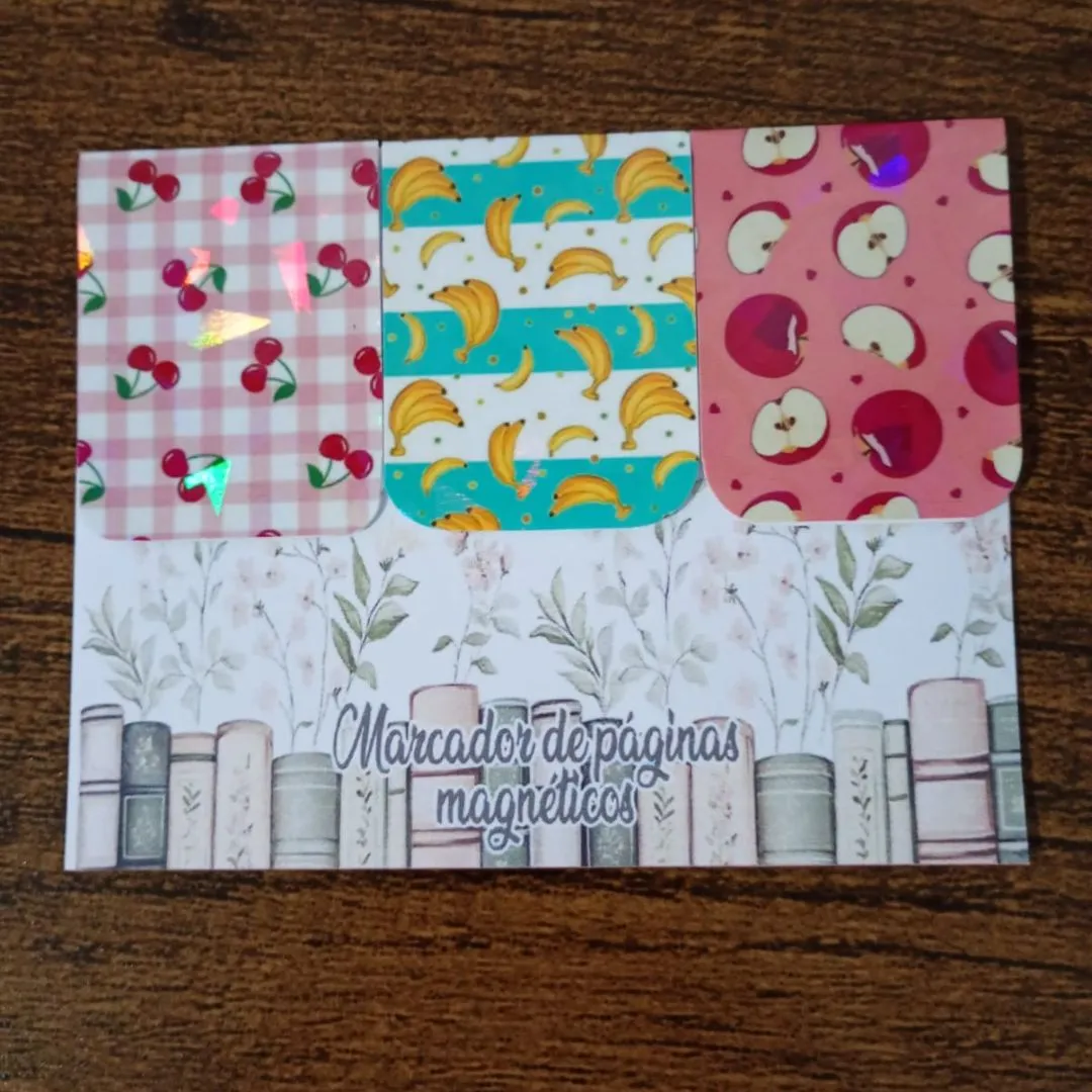 Marcador de Página Magnético Trio 1 - "Frutinhas" - artesanato de Emejhu Personalizados