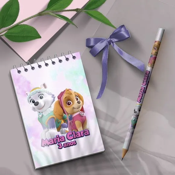 Bloquinho - Patrulha Canina Skye e Everest - artesanato de Mi Papelaria Criativa