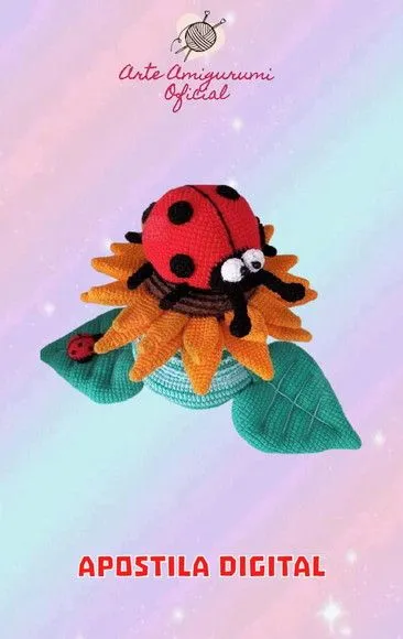 Receita Joaninha na Flor - Amigurumi - artesanato feito à mão por Arte Amigurumi Oficial