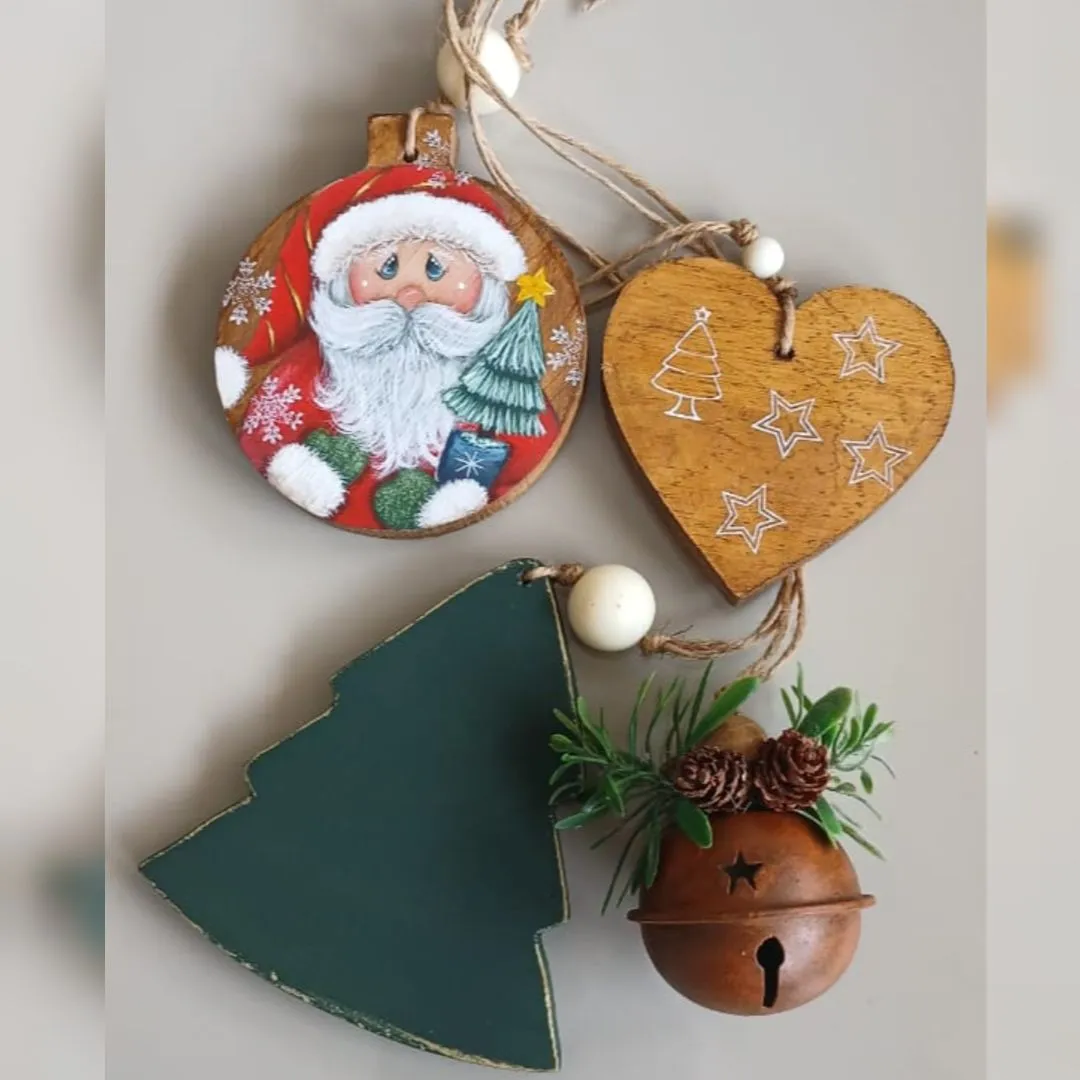 Pendente Noel - Cantinho do Natal - artesanato de Flor Seca Casa e Ambiente