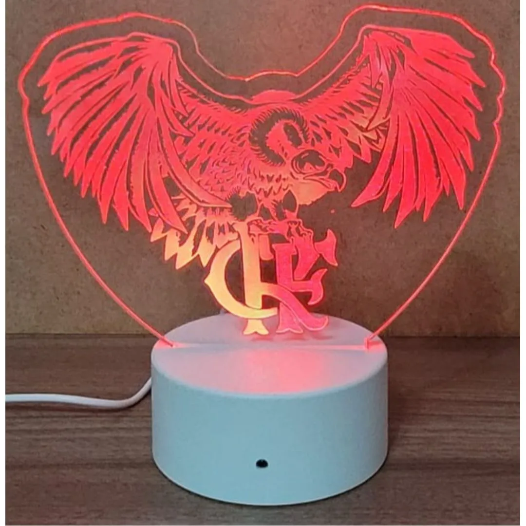 Luminária LED Acrílica Decorativa - Escudo Flamengo, Base Preta - foto 3