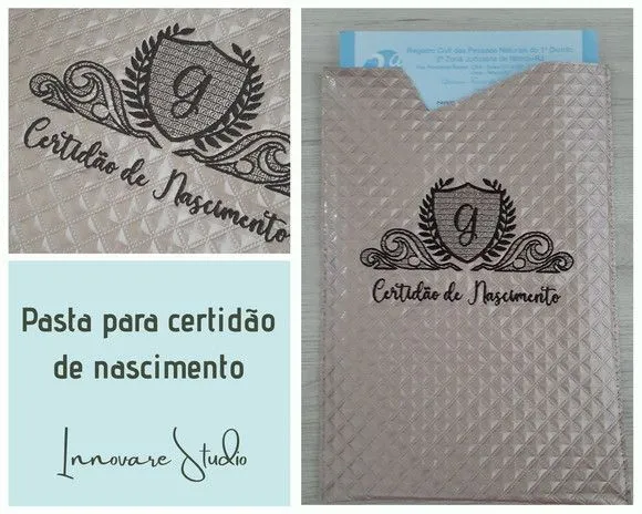 Pasta para Certidão de Nascimento - feito à mão por Innovare Studio