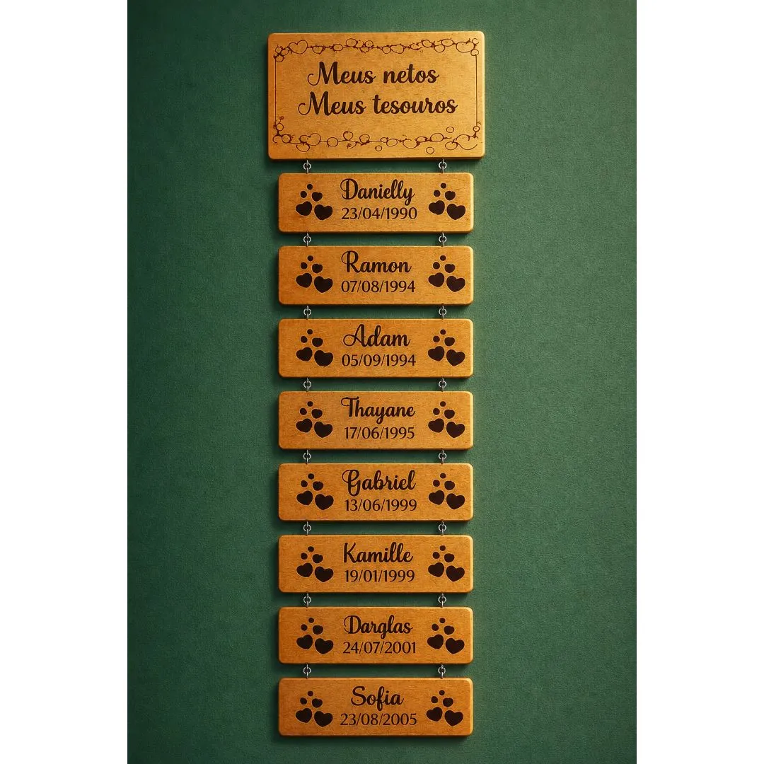 Placa Pendente em Madeira Personalizada à Laser – Recanto da Vovó e Netos 5 Nomes - foto 8
