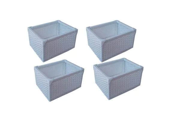 Kit 4 Cestos Organizadores Branco 42x32x22 - artesanato de Mundo Urbano