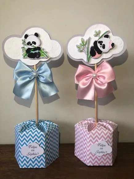 Centro de mesa chá revelação panda