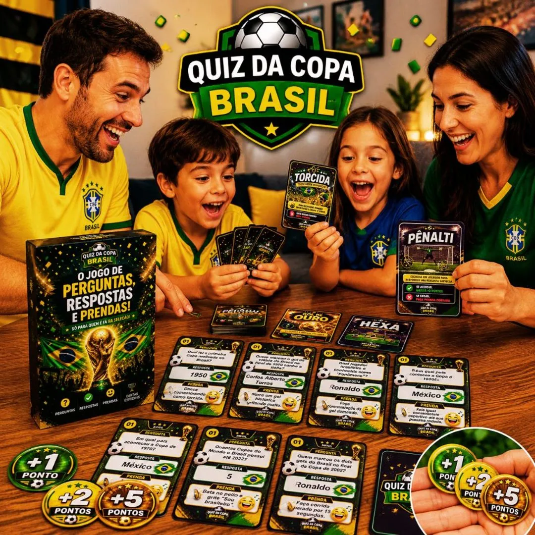 Jogo Quiz da Copa Brasil Perguntas e Respostas Futebol Família JD Arte - artesanato feito à mão por JD Arte