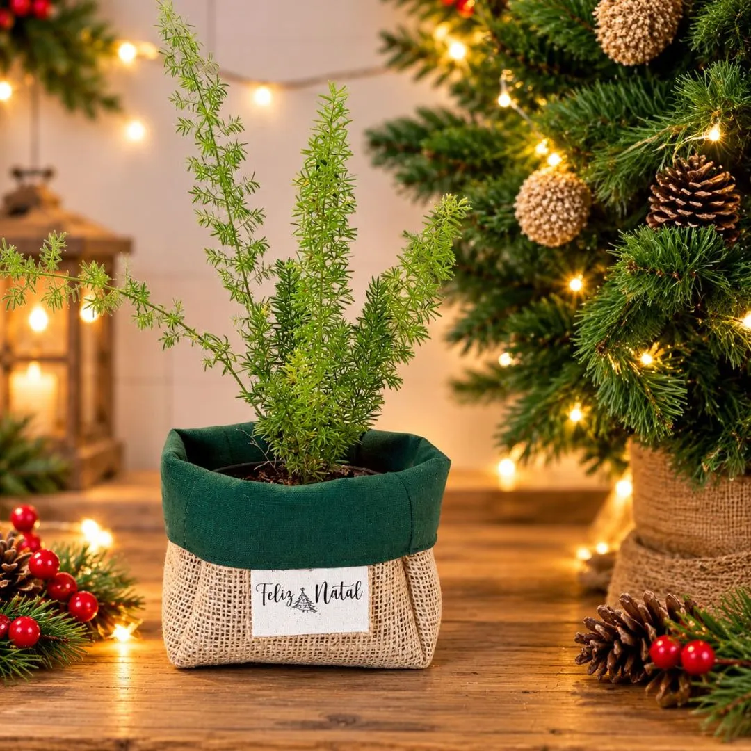 Cachepô Médio 13cm Natal e Ocasiões Especiais - Juta e Tecido com Tag - Lembrancinha e Brinde - foto 2