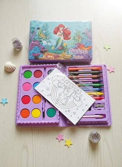 Estojo de Pintura - Ariel Pequena Sereia Personalizado - artesanato feito à mão por Mi Papelaria Criativa