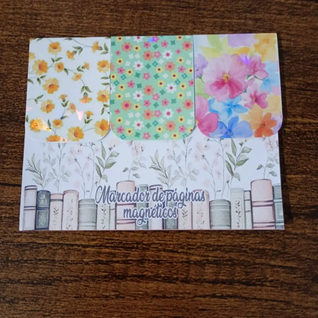 Marcador de Página Magnético Trio 2 - "Florzinhas" - artesanato de Emejhu Personalizados