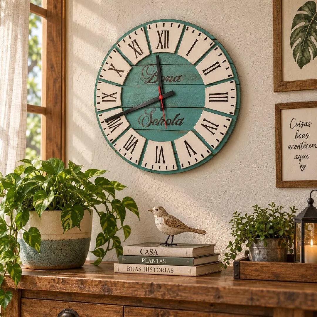 🕰️ Relógio de Parede Rústico em Madeira – 40 cm (modelo 1)