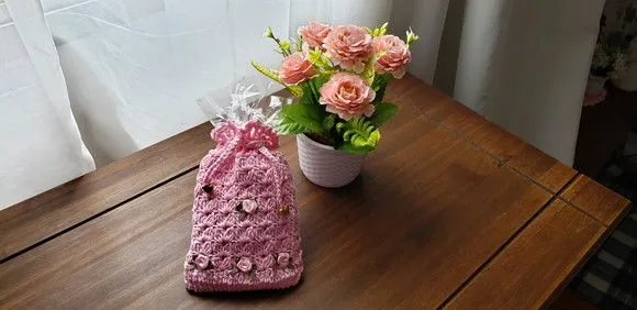 Embalagem para Presente ou Lembrancinha em Crochê Rosa