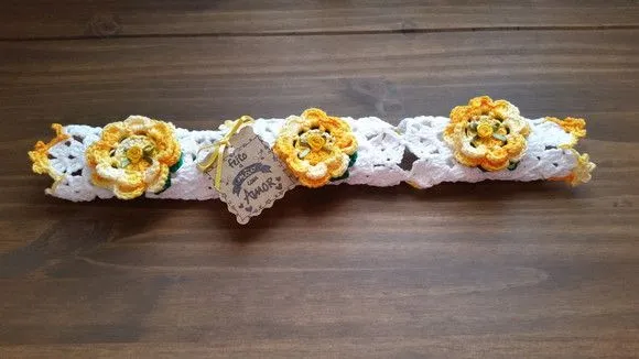 Puxador de Fogão Crochê Amarelo Mesclado - artesanato de Mari Crochê feito com carinho!