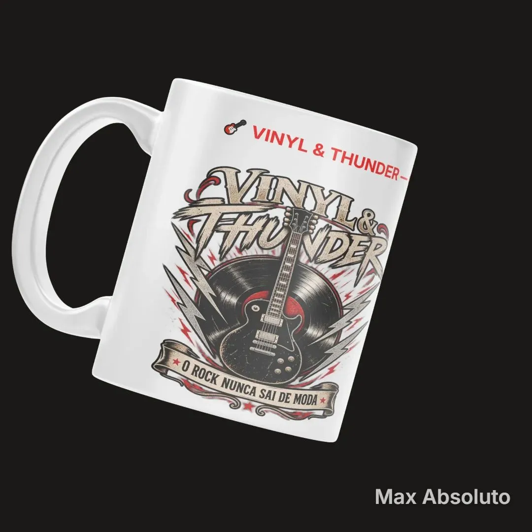 Caneca Estampa Tipográfica Vinyl & Thunder Rock Retrô 325ml - foto 2
