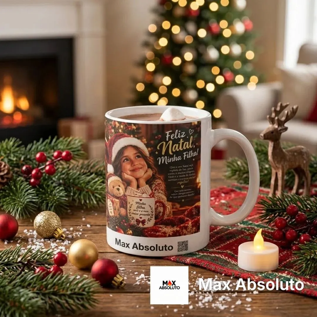 Caneca Personalizada Natal Minha Filha Foto 325ml - artesanato de Max Absoluto
