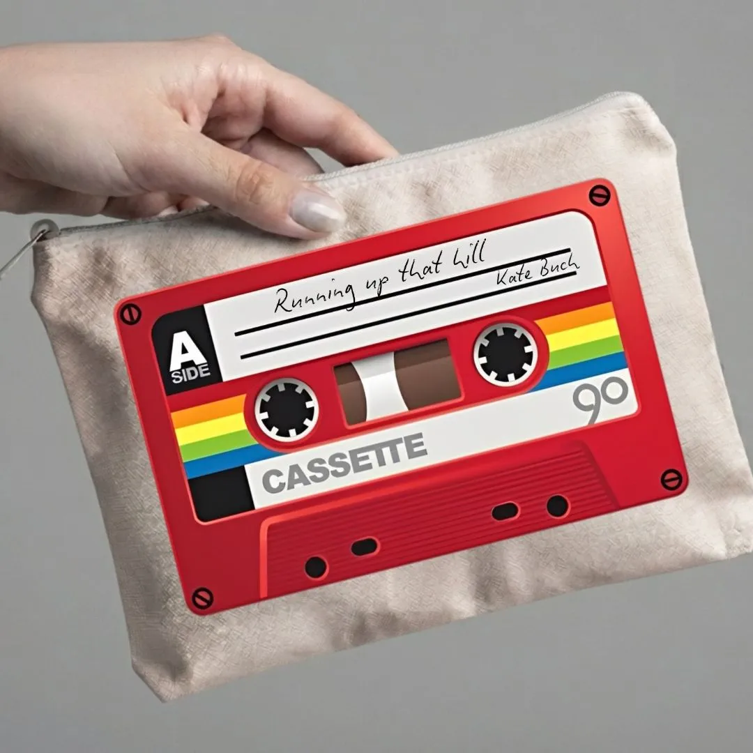 Nécessaire Personalizada em algodão Lembrancinha aniversario Fita K7 anos 80 - foto 2