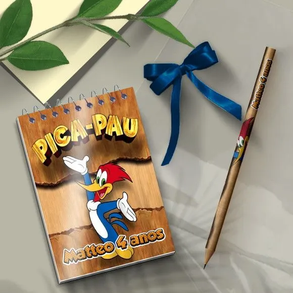 Bloquinho - Pica Pau Personalizado - artesanato de Mi Papelaria Criativa