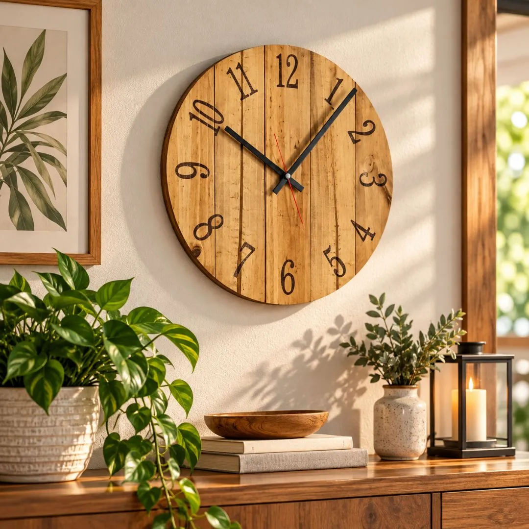 🕰️ Relógio de Parede Rústico em Madeira – 40 cm (modelo 4)