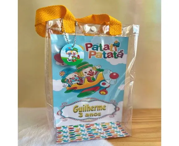 Sacola Transparente Patati Patata Personalizado - feito à mão por Artmanha Lembrancinhas