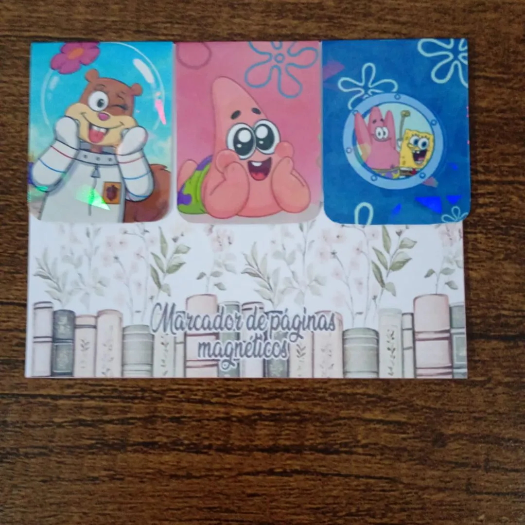 Marcador de Página Magnético Trio 3 - "Bob Esponja" - artesanato de Emejhu Personalizados