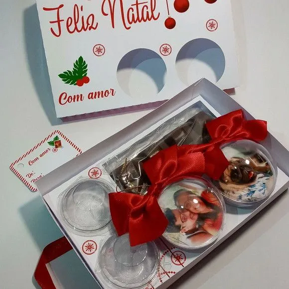 Caixa presente com bolas de natal Não acompanha chocolate - foto 3